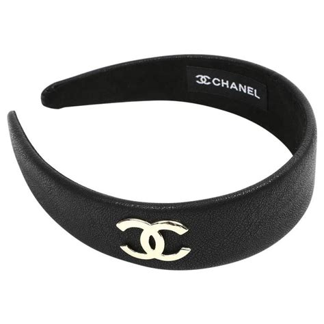 chanel black leather headband|Chanel Hats .